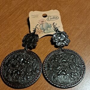 FLASH SALE Justin Boots Black Embossed Leather Earrings